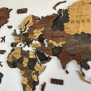 Wood or Coffee Luna Ahşap Dünya Haritası
