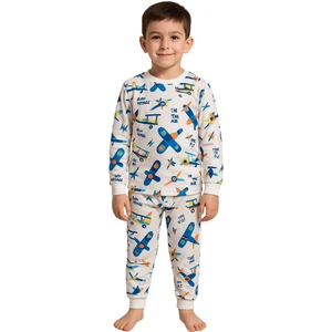 Time To Fly Beyaz Desenli Çocuk Pijama Takımı
