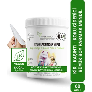 Göz Kulak Büyük Boy Parmak Mendil 60 Adet | Kir Temizleyici | Kedi Köpek | Nano Gümüş Içermez