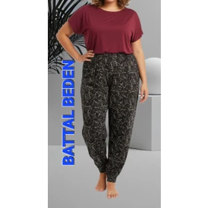 Kadın  Bayan Büyük  Battal  Extra Jumbo Beden Viskon Penye Kumaş  1  Yan Cepli Pantolon Eşofman Altı Pijama Altı 130 Kilograma Kadar Olur Bol  Likralı Esneyen Kumaş Bel Lastikli Süs Bagcıklı