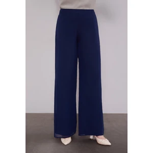 Levidor Lacivert Bol Paça Şifon Pantolon