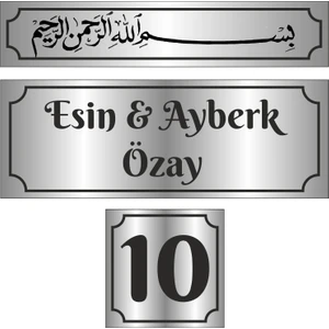 Outdoor One Metal Kapı İsimliği Gümüş Düz Besmele 0017