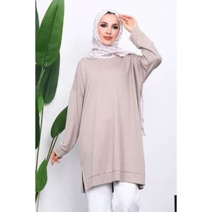 İmaj Butik Bej Bisiklet Yaka Modal Tunik