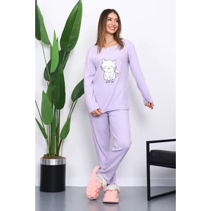 İmaj Butik Lila Kışlık Pamuklu İnterlok Pijama Takımı