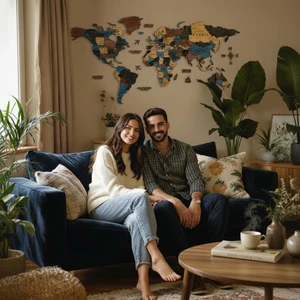 Wood or Coffee Leo Ahşap Dünya Haritası