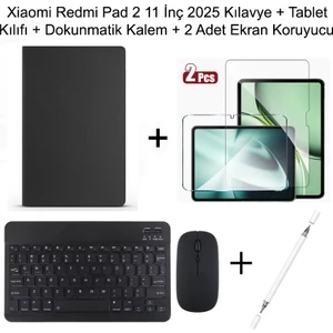 Yesnıce Xiaomi Redmi Pad 2 11 Inç 2025 Uyumlu Standlı Kılıf Dokunmatik Kalem ve Klavye Set