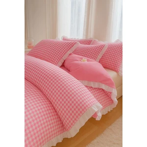 Uçkan Home Ekose Fırfırlı Çift Kişilik Nevresim Seti