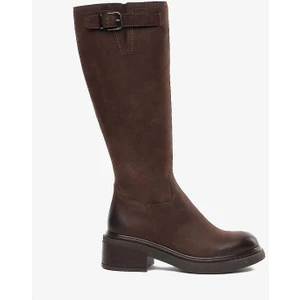 35182 Kadın Hakiki Deri Tokalı Günlük Çizme