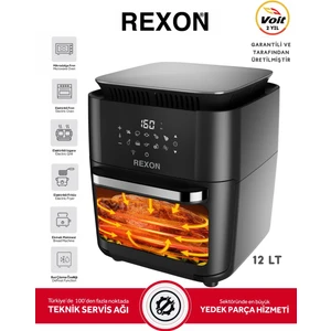 Xxl Airfryer Yağsız Fritöz Tavuk Çevirme Izgara 360° Dönüş 12 Lt Kapasite 7 Farklı Aparat