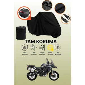 Siyah Arka Çanta Uyumlu Benelli Trk 502X Uyumlu Motosiklet Brandası, Koruyucu Örtü