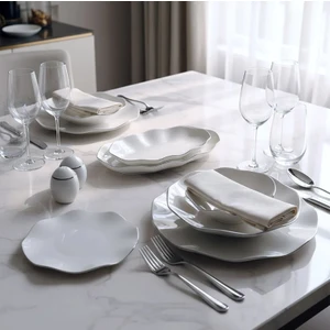 Güral Porselen Nesrin 52 Parça Gümüş Fileli Yemek Takımı