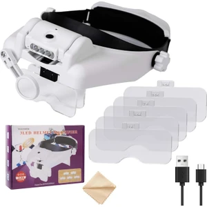 Kafa Bandı MG82000MC Büyüteç Gözlük LED Işıklı Şarjlı Pil Çoklu Değiştirilebilir Lens Ayarlanabilir