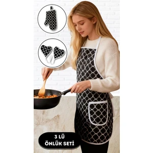 Puantiyeli Mutfak Seti 3’lü – Su Geçirmez Isıya Dayanıklı Önlük + Eldiven + Tutacak