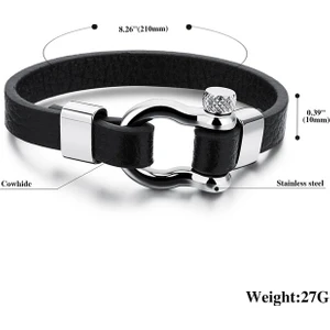 Fashion Smart Atatürk Imzalı Çelik Deri Bileklik Paslanmaz, Kararmaz, Ayarlanabilir (Yurt Dışından)