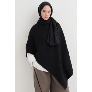 Robe Asimetrik Triko Kap Siyah