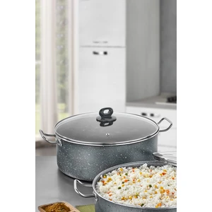 Megatron  Granit Derin Pilav Tencere Kapaklı 40 cm Gri