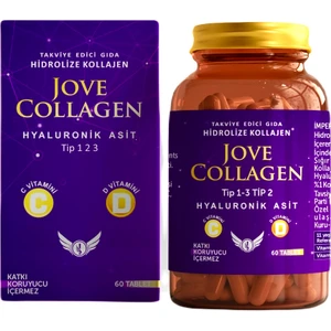 Jove Collagen  Kollajen Komplex Tip 1-2-3 Hidrolize Kollajen Peptit Hyaluronik Asit C ve D3 Vitamini 60 Kapsül
