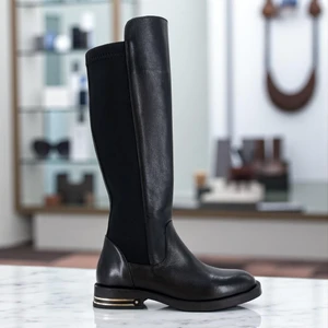D25KC-2370 Siyah Hakiki Deri Tam Ortopedik Günlük Kadın Çizme