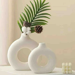 Luniva Home Dekoratif Bohem Sade Donut Halka Vazo Seti.ef Ofis Dekorsyonuna Uygun Hediyelik Ürün