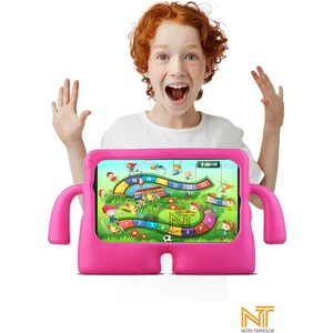 Nezih Case Samsung Galaxy Tab A9 Plus SM-X210 Uyumlu Çocuklar Için Standlı Silikon Kılıf