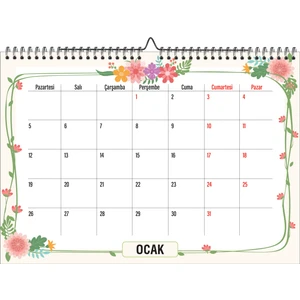 Gül Tasarım Atölyesi 2026 Aylık Defter ve Duvar Planlama-A4 Ebat ve Spiralli