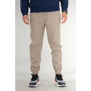 Erkek Taş Rengi Jogger Pantolon Rahat Kesim Pamuklu Lastikli Paça Ipli