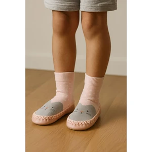 Çocuk Makosen Soket Çorap Patik Panduf – Kaydırmaz Ev & Anaokulu Ayakkabısı Pembe