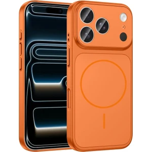 Apple iPhone 17 Pro Max Uyumlu Kılıf Zebana Titanmag Colorshield Kılıf (Kablosuz Şarj) Turuncu