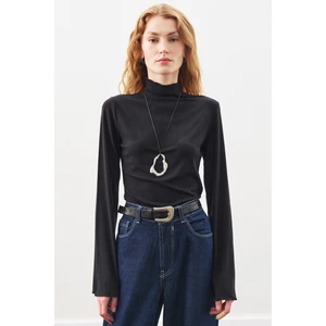 Balıkçı Yaka Bluz Siyah