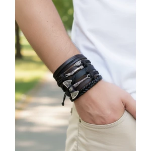 BSN Store Viking Thor İskandinav Charm  Çift Balta 5 Adet Hakiki Deri Bileklik