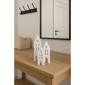 MİNİK ATÖLYE 3’lü Seramik Dekor Ev Aksesuarı – Kalp Pencereli