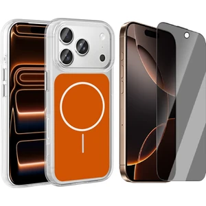 iPhone 17 Pro Max Kılıf M-Safe Şarj Özellikli Metal Buton Tasarımlı Zore İkonik Sert Silikon Kapak + Hayalet Ekran Koruyucu