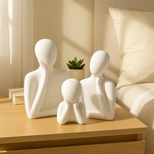 Soyut Aile Heykeli Seti – El Yapımı Modern Biblo | 2, 3, 4 Çocuklu Aile Figürleri | Minimalist Dekoratif Aksesuar
