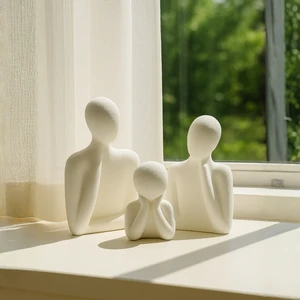 Nevhan Sanat El Yapımı Soyut Aile Figürü Seti – Modern Minimalist 3 Parça Dekoratif Aile Heykeli