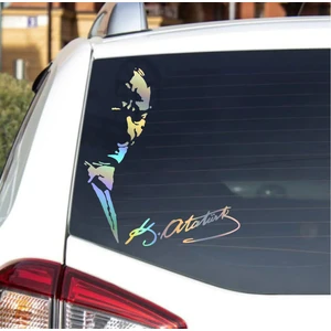 Sticker Dizayn Hologramlı Janjanlı Atatürk ve Imza Sticker - Araba Oto Motosiklet Sticker 02526