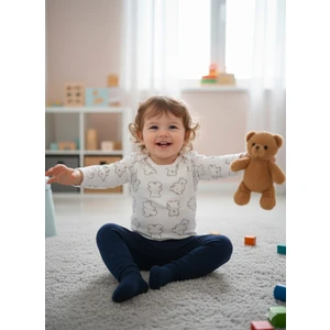 Şimo Butik Kız Erkek Çocuk Bebek Uzun Kollu Çıtçıtlı Body-Badi %100 Pamuk 3.5-4-5-6 Yaş Ayı Vücut Ekru