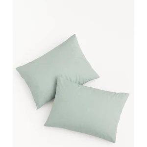 Bonny Home Vevra Yeşil Düz Renkli 2 Li Yastık Kılıfı Pamuklu Kumaş Fermuarlı