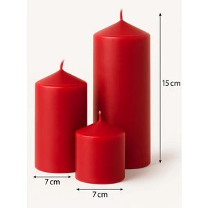 Smyrna Homes Silindir Mum 3lü Set Kırmızı