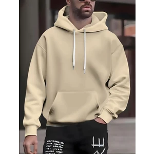 Punıx Büyük Beden Özel Tasarım Kapüşonlu Düz Renk %100 Pamuk 3 Iplik Casual Erkek Sweatshırt