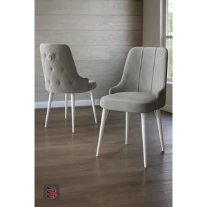 Esa 2 Adet Babyface Kumaş, Beyaz Metal Ayaklı, Mutfak ve Yemek Odası Sandalyesi