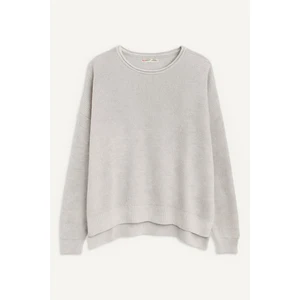 6183 Kadın Nopeli Oversize Triko İnce Basic Kazak Taş