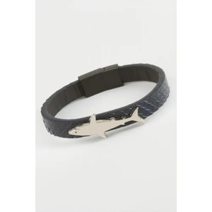 Gümüş Takıcım Balık Kaliteli Mıknatıslı Suni Deri Bileklik