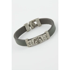 Gümüş Takıcım Çift Başlı Kartal Suni Deri Bileklik