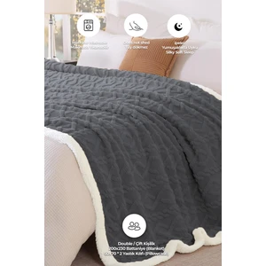 Evlen Home Collection Pufly Jakar Sherpa Battaniye Seti Çift Kişilik 3 Parça Yumuşak Peluş Wellsoft Yatak Örtüsü
