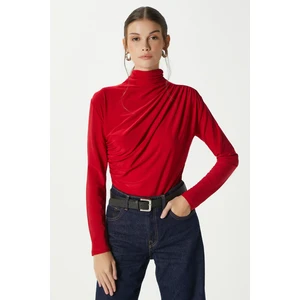 Kadın Moon Büzgülü Kırmızı Sandy Bluz