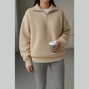 Stilim Trend Unisex Dik Yaka Kaliteli Tarz Yeni Sezon Oversize Kazak