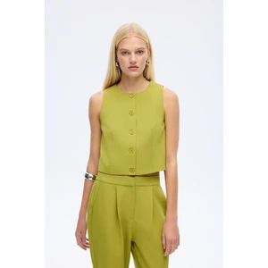 Düğme Detaylı Yelek Ceket Olive