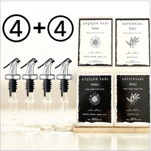 Trend Home Life 4 Adet Gümüş Yağdanlık Başlığı 4 Adet Suya Dayanıklı Etiket Sticker