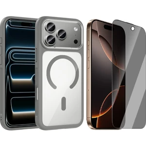 iPhone 17 Pro Kılıf M-Safe Şarj Özellikli Metal Kamera Çerçeveli Zore Tiko Kapak + Hayalet Ekran Koruyucu