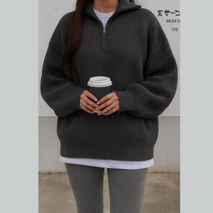 Stilim Trend Unisex Dik Yaka Kaliteli Tarz Yeni Sezon Oversize Kazak